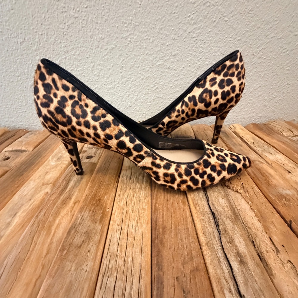 Alfani Step N Flex Leopard Print Calf Hair Pointed Toe Pumps Mens 9M Heel Heels - Picture 7 of 7